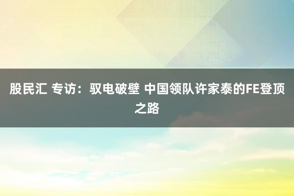 股民汇 专访：驭电破壁 中国领队许家泰的FE登顶之路