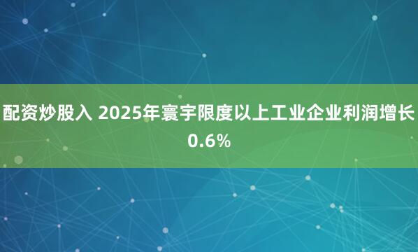 配资炒股入 2025年寰宇限度以上工业企业利润增长0.6%