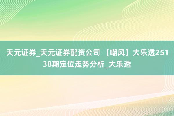 天元证券_天元证券配资公司 【嘲风】大乐透25138期定位走势分析_大乐透